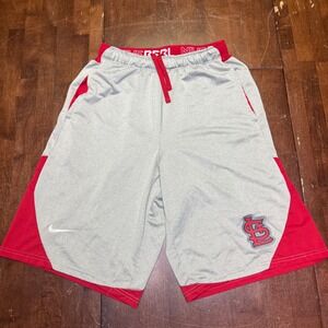 Nike St. Louis Cardinals MLB Athletic Shorts Mens M Gray Red Dri-FIT Training